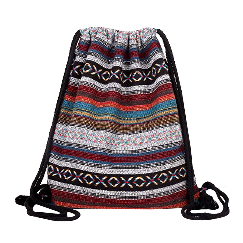 Lobagve Van Caro Bohemian Drawstring Backpack Light Cinch Bag Gym Sack String Bag (Color 2) - Image 1
